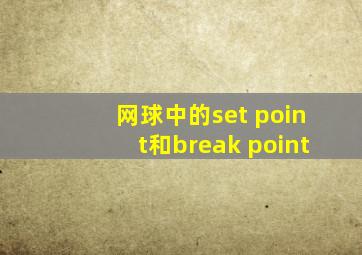 网球中的set point和break point